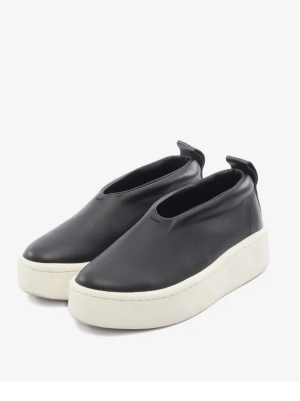 Jill Sander 2010s Black Leather Platform Slip On Sneakers Size 37